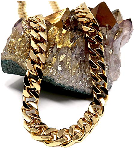 14ct Gold Cuban Link Chain Necklace for Men Real 9MM 14K Karat Diamond Cut Heavy w Solid Thick Clasp