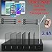 Charging Station USB Dock, Mobile Multi Port Supercharged Fast Charging iPhone, iPad, iWatch, Samsung, Tablets, Kindles and all your other devices Plus FREE Bonus - SIX Charging Cables! (Black)