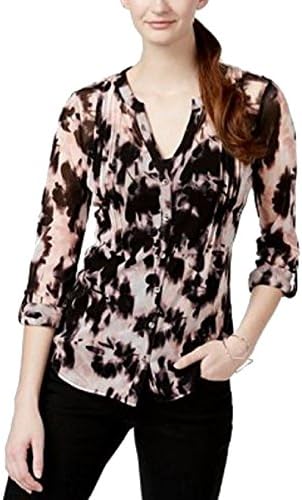 Inc International Concepts Printed Button Down Blouse Ghost Boutique Black XLarge