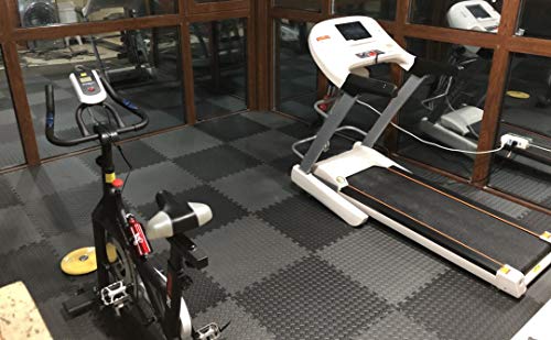 BEAUTYOVO Gym Mat 12Tiles Gym Flooring Mat Puzzle Exercise Mats Interlocking Foam Mats with EVA Foam Floor Tiles for Gym Equipment Workouts, Black/Gray