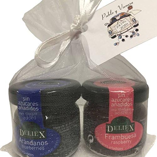Gift For Communion with Two Jars Blueberry Jam Miniature and Raspberry in Organza Bag UD (Pack 24)