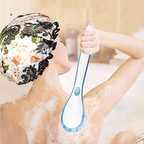 Thunaraz 8Pack Shower Caps for Women Girls Satin Bonnet Waterproof Hair Cap Double Layer - Thumbnail 2