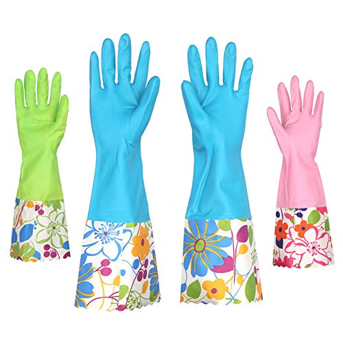 1 Pair Long Sleeve Dish Washing Rubber Cleaning Gloves Multipurpose Household(Green)