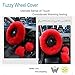 Younglingn Car Steering Wheel Cover Gear Shift Handbrake Fuzzy Cover 1 Set 3 Pcs Multi-colored with Winter Warm Pure Wool Fashion for Girl Women Ladies Universal Fit Most Car (Red)