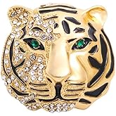 Cool Rhinestone Tiger Head Brooch Pins Gold Silver Color Animal Lapel Pin Elegant Charm Lion Coat Collar Brooch for Men Suit Pin