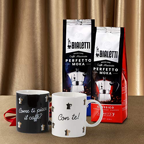 Bialetti You&Me Tazza Set, 2 tazze Nero e Bianco e 2 Sacchetti Caffè Macinato Perfetto Moka Gusto Classico e Intenso da… – Bild 4