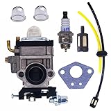 FitBest New Carburetor with Fuel Line Kit Spark Plug for Husqvarna 145BT Kawasaki TE45DX Walbro WYK-74 WYK-74-1