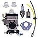 FitBest New Carburetor with Fuel Line Kit Spark Plug for Husqvarna 145BT Kawasaki TE45DX Walbro WYK-74 WYK-74-1