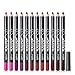 12PCs Lip Liner Pencil Waterproof Smooth Matte and Longlasting Retro Red and Pink Lipliner Pen Set