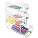 mDesign Office Supplies Desk Organizer for Paper Clips, Sticky Notes, Highlighters, Tape - 5 Drawers, Clear