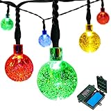 [Rechargeable Battery Included] easyDecor Globe Battery Operated String Lights 30 LED with Automatic Timer 8 Mode Crystal Ball Christmas Lights for Xmas Garden Outdoor Holiday Decoration (Multi Color)