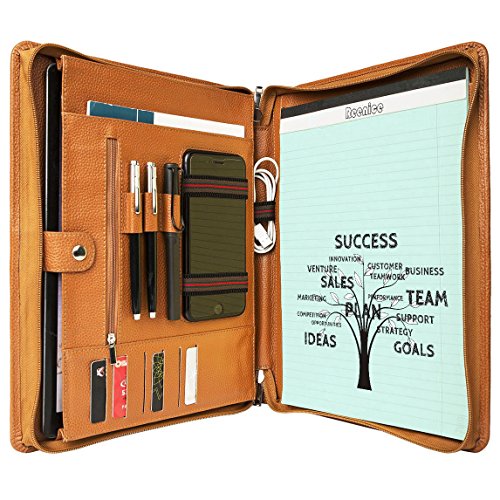 Custom Engraved Leather Portfolio Organizer Padfolio Cowhide Case Tablet PC Folio Folder iPad Pro/Air, Surface Go/Pro (2017) 5/4/ 3, MacBook 12"/ 11.6" Custom Lettered Personalized Gift