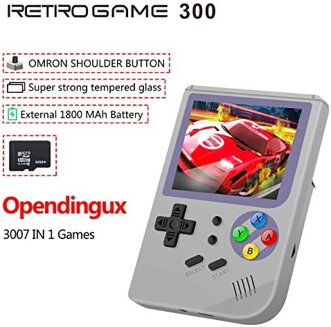 Anbernic 2019 Upgraded Opening Linux Tony System Handheld Game Console , Retro Game Console with 32G TF Card Built in 3007 Classic Games, Portable Video Game Console of 3 Inch Tempered Screen (gray)