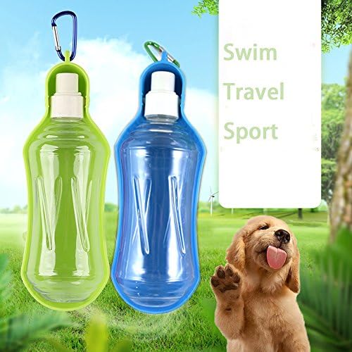 Dog Water Bottle Water Dispenser for Pet Dog Travel Water Kettle Water Dispenser for Pet Feeder for Small Animals with Hanging Buckle Accessory 500ML (Green)