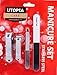 Professional Fingernail and Toenail Clippers Set - Manicure and Pedicure Tools Set/Kit of 4 Pieces - Comes with Nail Cutters Filer and Buffer - Stainless Steel - for Nail Care - by Utopia Care