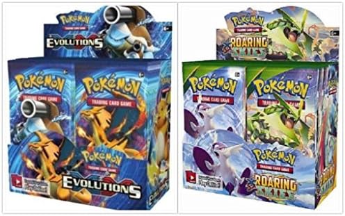 Pokemon Evolutions Booster Box and XY Roaring Skies Booster Box Card Game Bundle, 1 of Each