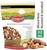 SUNBEST Mixed Nuts Roasted & UNSalted (Cashews, Almonds, Brazil Nuts, and Pecans) (No Peanuts) ( 2 Lb)