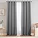 jinchan Linen Textured Curtain 84 Inch Long for Living Room Room Darkening Thermal Insulated Grommet Top Window Drape for Bedroom 52x84 Grey 1 Panel