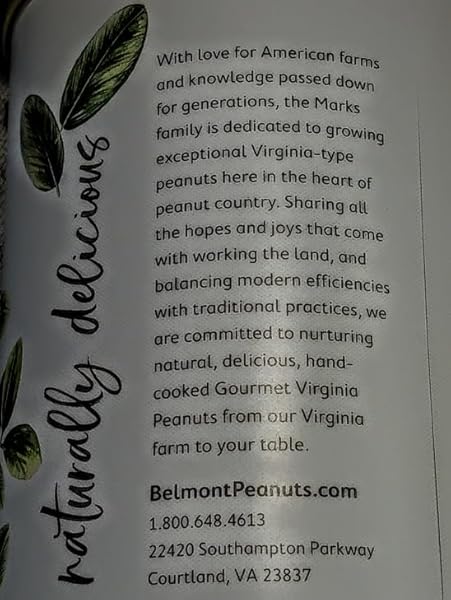 BELMONT, THE FARMS COLLECTION, SEA SALT, PREMIUM VIRGINIA PEANUTS, 15 OZ TIN, 425G