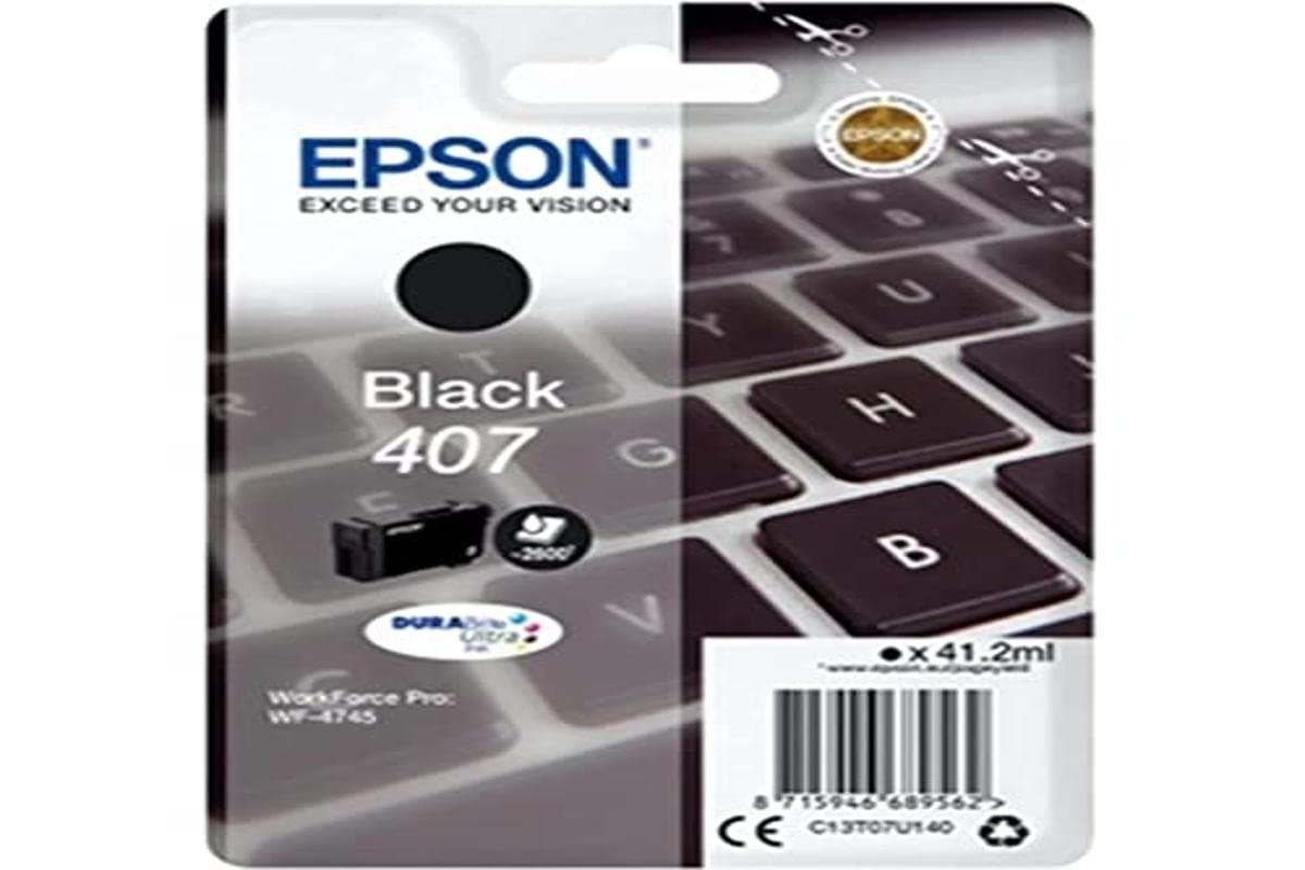 Epson 407 Black Keyboard Genuine, Ink Cartridge DuraBrite Ultra WorkForce Pro WF-4745DTWF