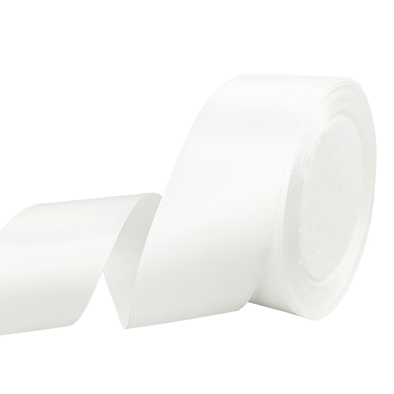 Sewhick White Stain Ribbon 40mm, 22M Single Sided Solid Fabric Ribbon for Gift Wrapping Wedding Decoration Crafts Hair Bow Sewing Bouquet