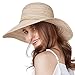 SOMALER Women Floppy Sun Hat Summer Wide Brim Beach Cap Packable Cotton Straw Hat For Travel (Beige)