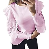 TOPUNDER 2018 Ruffle Long Sleeve T Shirt for Women Lace Crewneck Top Loose Blouse Evening