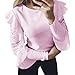TOPUNDER 2018 Ruffle Long Sleeve T Shirt for Women Lace Crewneck Top Loose Blouse Evening