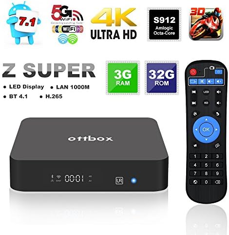 2017 Smart Android TV Box 3GB 32GB,OTTBOX Z Super Android 7.1 Amlogic S912 Octa Core 3D 4K HD 2.4G/5G Dual Band Wifi BT4.1 1000M Lan Ethernet