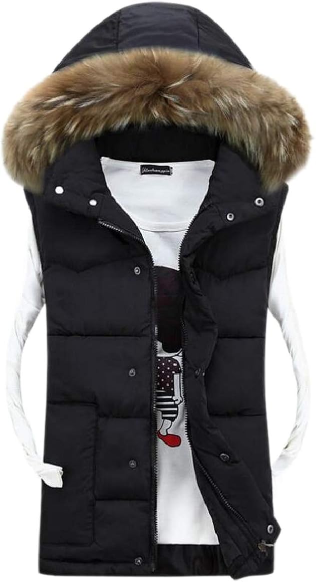 down vest with fur hood