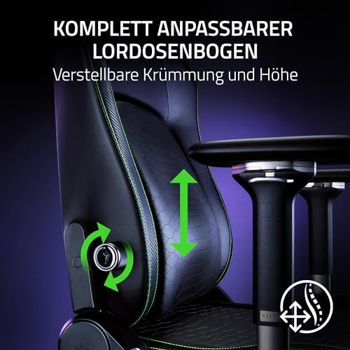 Iskur V2 - Gaming-Stuhl mit adaptiver Lordosenstütze (Polster aus hoch verdichtetem Schaumstoff, integrierter Lendenwirbelstütze, 4-D-Armlehnen, robuster Stoff) Fabric