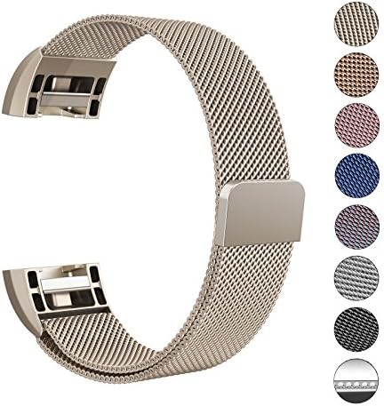 LANGREE Fitbit Charge 2 Strap Band Replacement, Milanese Loop Stainless Steel Magnetic Replacement Wristband Bracelet Watch Band for Fitbit Charge 2