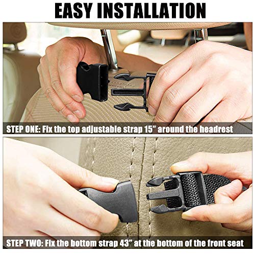 Anban Backseat Car Organizer, Kick Mats Back Seat Protector with 9 Storage Pockets + 10'' Tablet Holder Back Seat Organizer for Book Drink Toy Bottle, Travel Accessory for Kids and Toddlers(2 Pack)