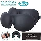 3D Sleep Mask (2 Pack) by Homello - Innovative Domed Shape Design - Contoured Eye Mask for Sleeping for Men Women - Create Total Darkness and No Pressure On Your Eyes