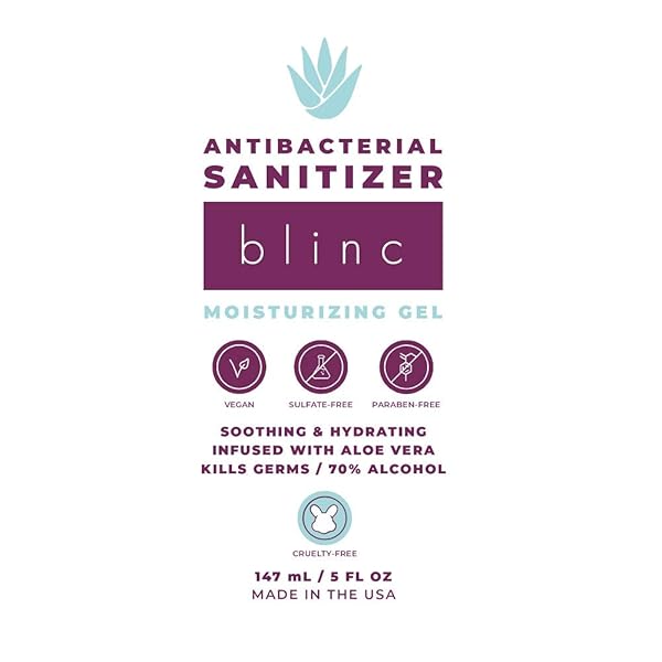 BLINC – ANTIBACTERIAL HAND SANITIZER WITH MOISTURIZING GEL, INFUSED WITH ALOE VERA, 5FL OUNCES, 8 BOTTLES