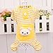 Puppy Clothes,Haoricu Small Pet Stripes Pajamas Jumpsuits Coat Apparel Clothing (XS, Yellow)