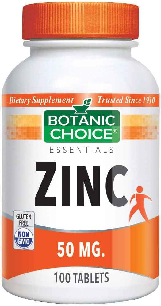 Botanic Choice Zinc 50mg Tablets, 50mg, 100 Ct – Daily Zinc Supplements for Immune System Support; Zinc Vitamins for Adults; Supports Immune System, Digestion, & More