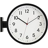 BESTIME 66296A Black Frame Double Sided Aluminum Wall Clock.Simple Design,Classic Aluminum Station Clock,Quiet and Elegant Style,Suitable for Home.