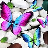 AIRDEA Full Drill 5D Square Diamond Painting Kit, Butterfly Embroidery Rhinestone Cross Stitch Arts Craft for Canvas Wall Decor