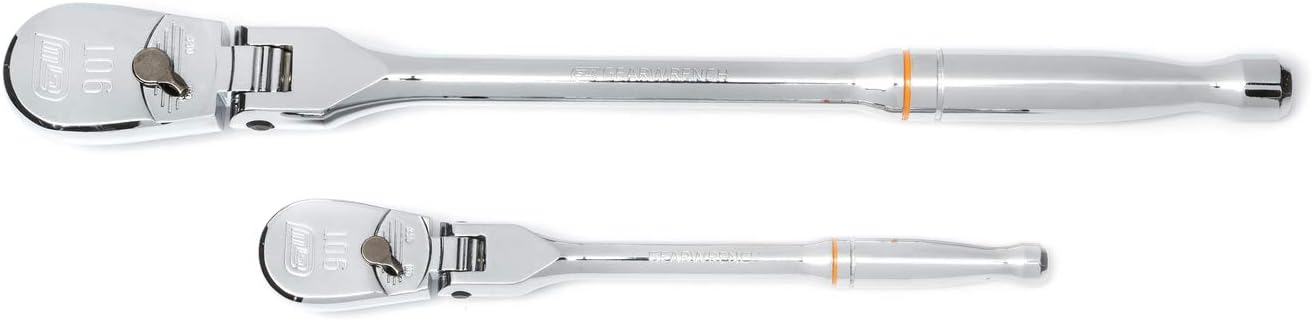 GEARWRENCH 2 Pc. 1/4" & 3/8" Drive 90 Tooth Full Polish Flex Head Ratchet Set - 81216T