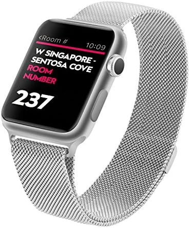 Issmolog for Apple Smart Watch Band,Adjustable Closure Wrist Strap Lightweight Breathable Milanese Replacement Band for Apple Series 3 watch band silver women 38mm 42mm