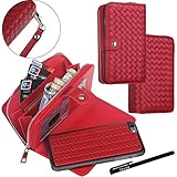 Urvoix iPhone 6 Plus/iPhone 6S Plus Case, Woven Skin Leather Zipper Wallet Detachable/Separable Magnetic Back Shell Cover w/Hand Strap, Card Slots for iPhone6 Plus/6S Plus(5.5