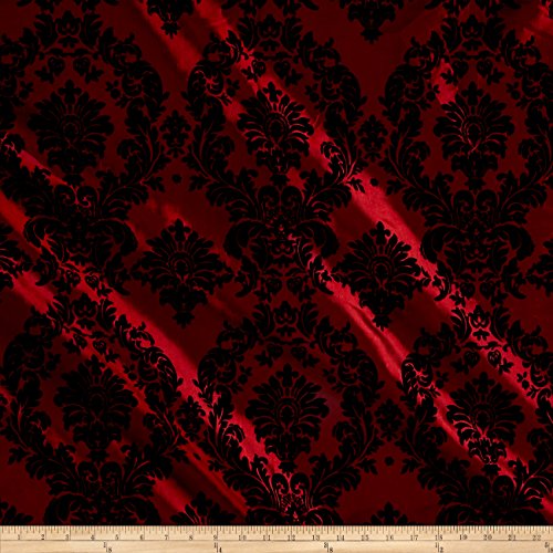 Ben Textiles Inc. Flocked Damask Taffetta Burgundy/Black