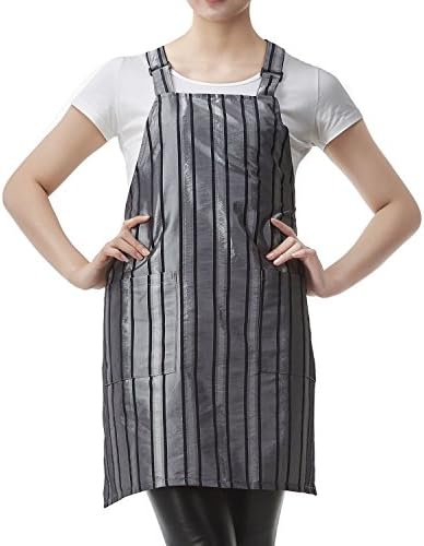 Colorfulife Professional Salon Apron Hair Stylist Hairdressing Dyeing Wrap Cape,Stripe Adjustable Barber Aprons with 2 Pockets T030 (Grey)