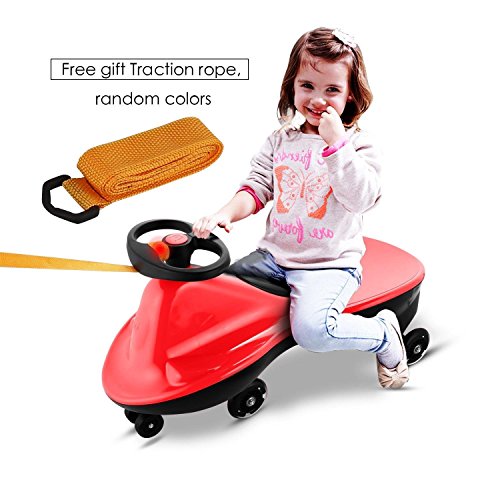 Meflying Ride on Toys Happy Vehicle Wiggle Cars-PlasmaCar, Ride on Wiggle Car for Boys and Girls, 3 Year Old And Up with Random Leash (US STOCK) (Red) - Thumbnail 6