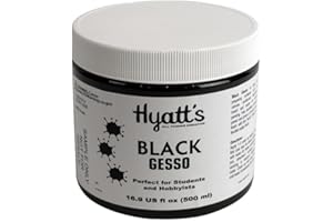 Hyatt's Artists’ Black Gesso Primer for Acrylic Painting | 16 oz Gesso Jar | For Use in Canvas Prep by Artists | Made in the USA