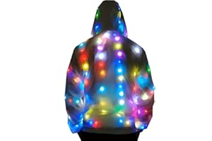 AIFUU Mens Womens LED Flash Light Jacket Rave Hoodies Vest Couple Carnival Pants Party Xmas Fancy Dress Prefermence Costume