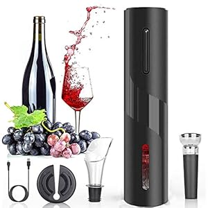 5 in 1 Electric Wine Opener Chargeable Automatic Wine Bottle Cordless Corkscrew Set with USB Charging Cable, Wine Foil…