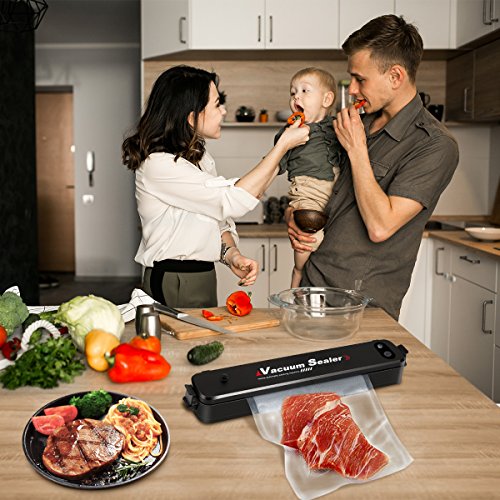 Vacuum Sealer Machine, EIVOTOR Automatic Mini Portable Home Vacuum Air Sealing System for Food Preservation/Starter Kit | Led Indicator Lights | Dual Capacitance Design Including 20pcs Sealing Bags