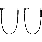 2-Pack 1ft 5.5mm x 2.1mm Male to Male DC Power Cable, Straight to Right Angle, Power Supply Adapter Cord for CCTV Surveillanc